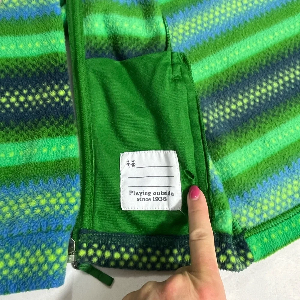 Columbia Zing III Striped Fleece Jacket Green/Blue Boys XXS (4-5)